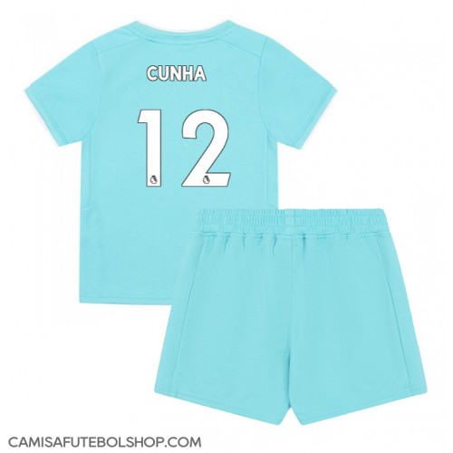 Camisa de time de futebol Wolves Matheus Cunha #12 Replicas 3º Equipamento Infantil 2023-24 Manga Curta (+ Calças curtas)